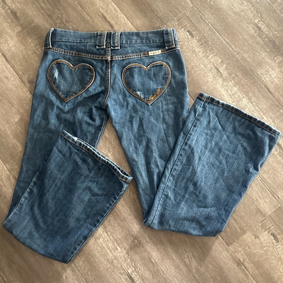 Frankie B. Blue Heart Pocket Flare Jeans - Picture 10 of 13